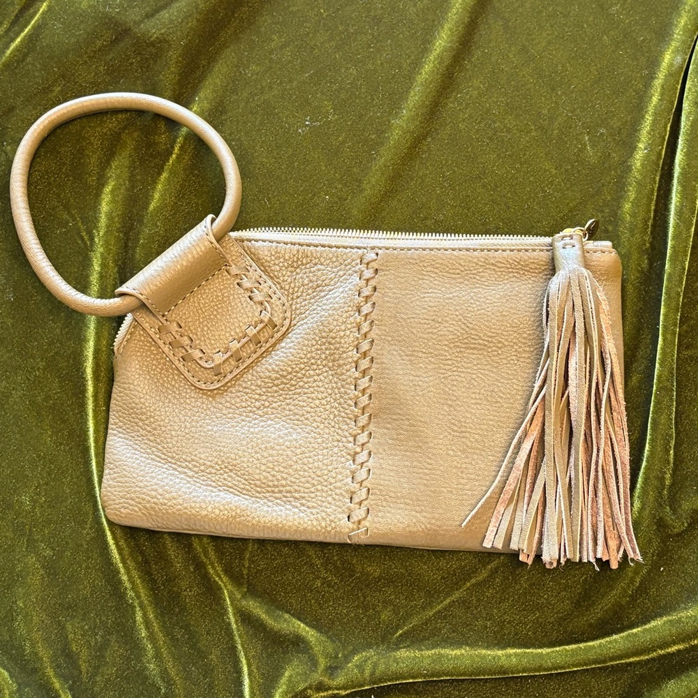 Green HOBO Leather Tassel Clutch